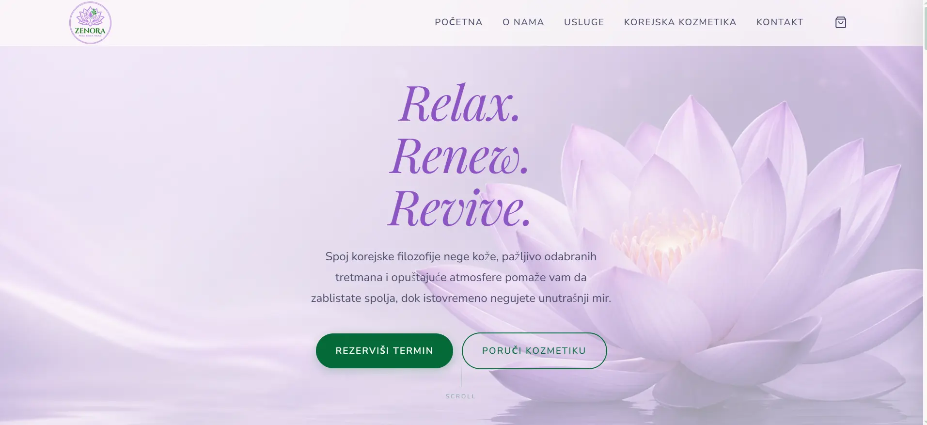 Screenshot der Website Zenora